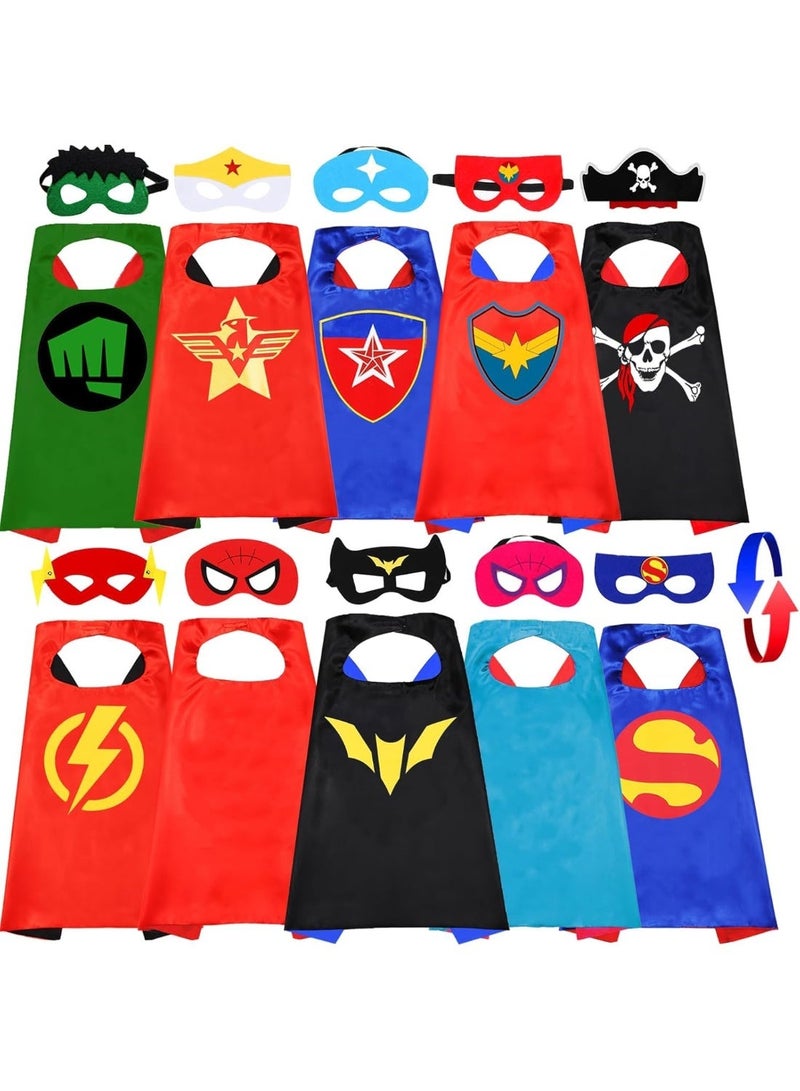 YOUWE7 Superhero Capes and Masks for Kids Halloween Cosplay Double Side Capes Superhero Toy Kids Best Gifts for Kids Boys Girls 3-12 Years（5pcs） - Image 1