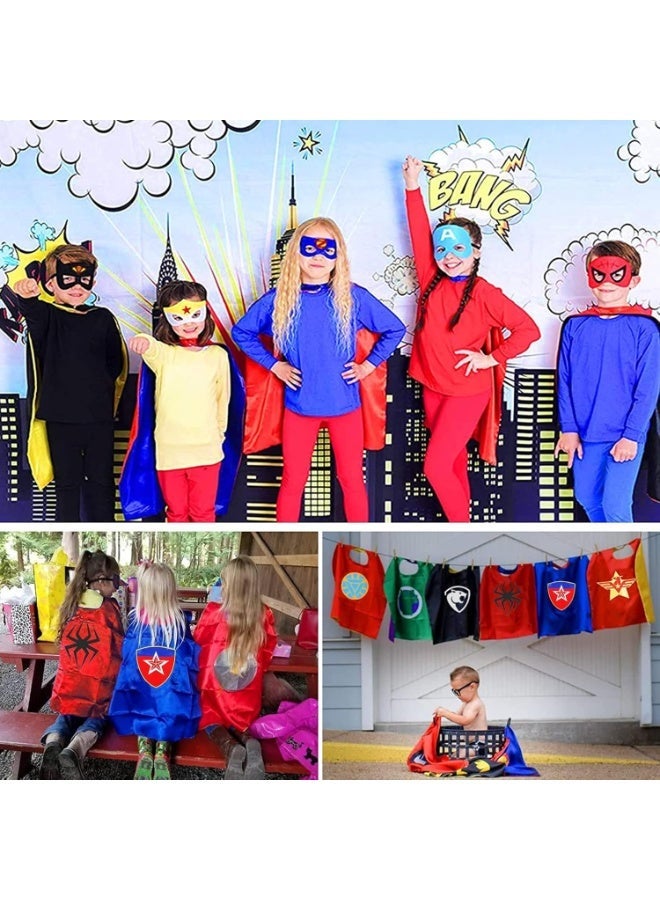 YOUWE7 Superhero Capes and Masks for Kids Halloween Cosplay Double Side Capes Superhero Toy Kids Best Gifts for Kids Boys Girls 3-12 Years（5pcs） - Image 5