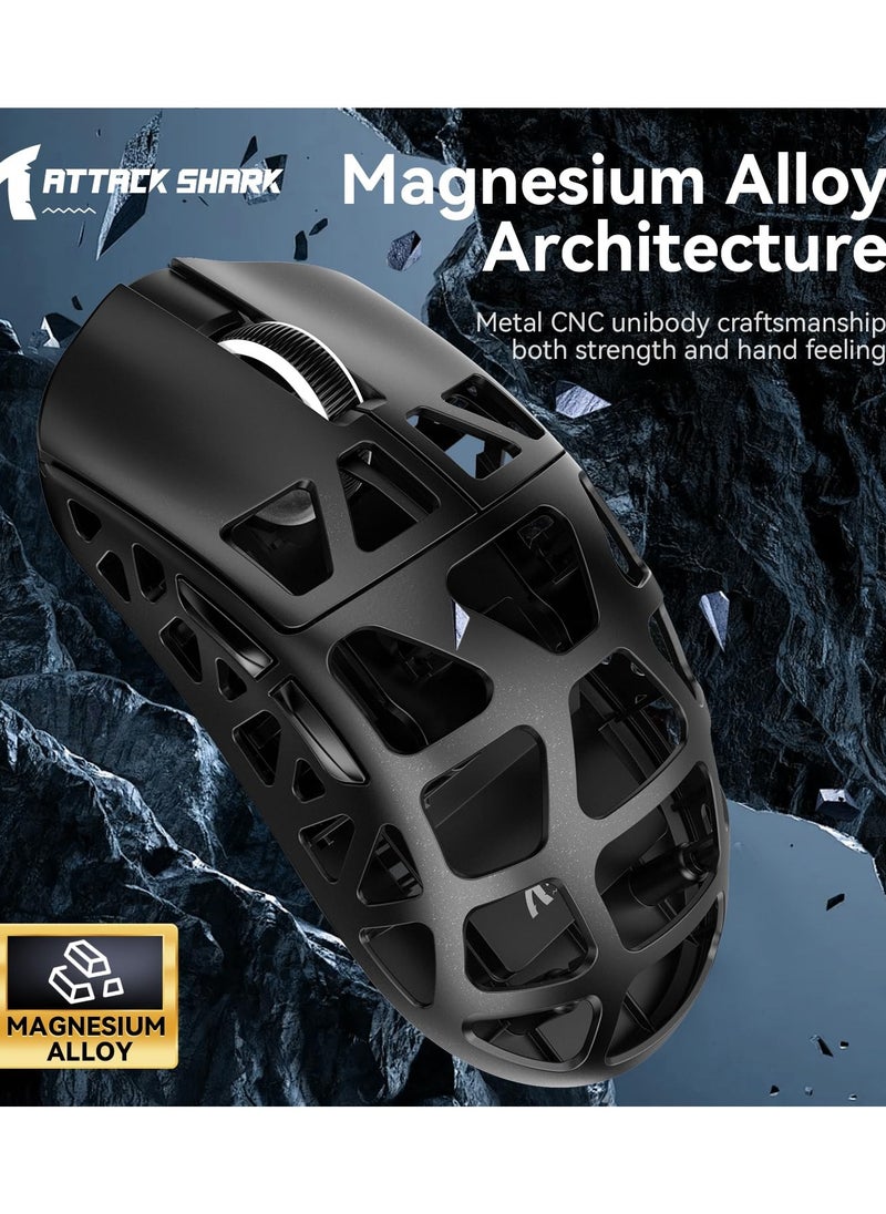 Attack Shark R3 46g Superlight Magnesium Alloy Wireless Gaming Mouse, BT/2.4Ghz/Wired Computer Mouse, 8000Hz Wireless Polling Rate, PAW3395 26K DPI Optical Sensor Programmable Mice for Win/Mac(Black)  - Image 5