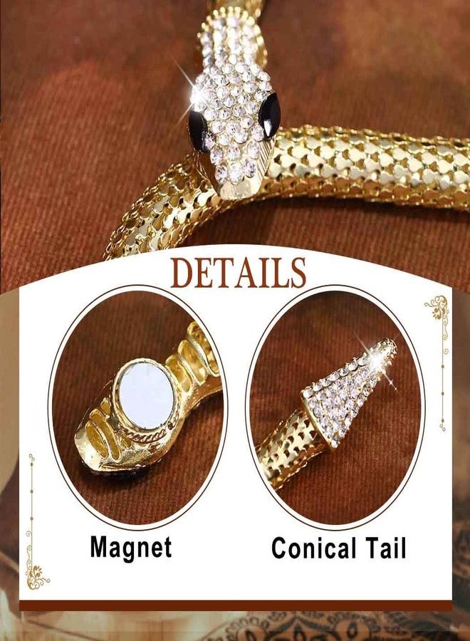 Obmyec Rhinestone Snake Necklace Bendable Choker Necklace Collar Crystal Snake Choker for Women (Gold) - Image 3