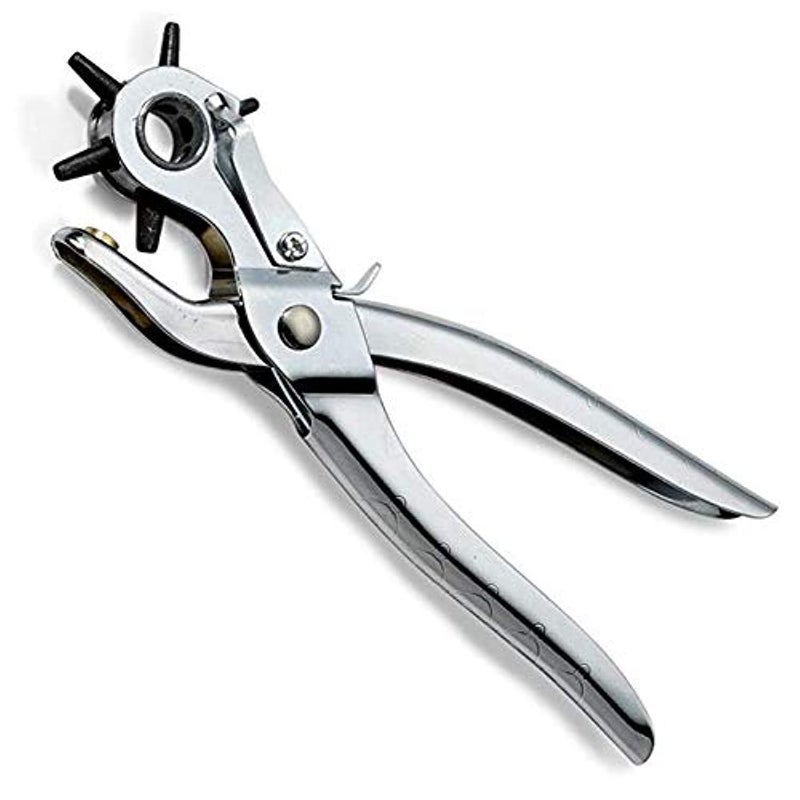 Best Leather Hole Punch Set for Belts, Watch Bands, Straps, Dog Collars, Saddles, Shoes, Fabric, DIY Home or Craft Projects. Super Heavy Duty Rotary Puncher, Multi Hole Sizes Maker Tool