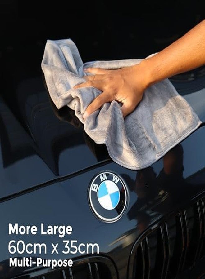CAR101 Microfiber Cloth - 2Pcs - 60x35 cm - 400 GSM - Grey | Multipurpose | Lint-Free | Superior Softness & High Absorbency | Microfibre Towels for Car, Bike & Household Cleaning - Image 5