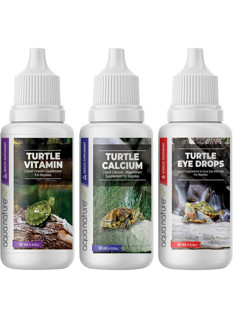 أكوانيتشر قطرات عين سلحفاة أكوا نيتشر كومبو الخاصة، قطرات كالسيوم وفيتامينات سلحفاة لعلاج تورم العين المصابة وقشرة قوية وتوفير الكالسيوم والفيتامينات والمعادن لصحة السلحفاة (30 مل) - Image 1