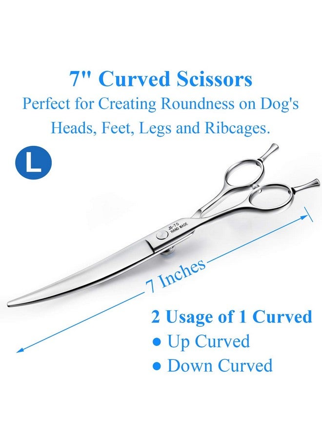 Jason Left Handed 7" Dog Grooming Scissors Set, 3 In 1 Ergonomic Blending, Curved, Straight Cat Pet Hair Trimming Thinning Professional Kits With Offset Handle And A Jeweled Screw - Image 4