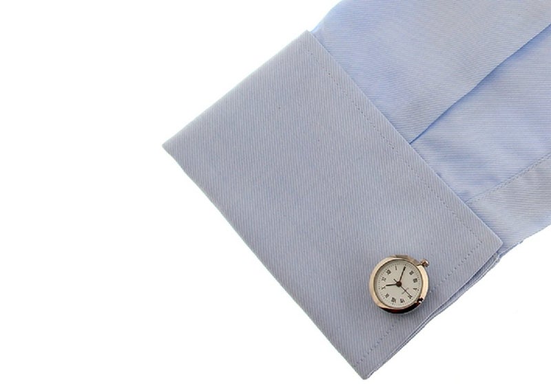 MRCUFF Real Working Watch Pair Cufflinks in a Presentation Gift Box & Polishing Cloth - Image 3