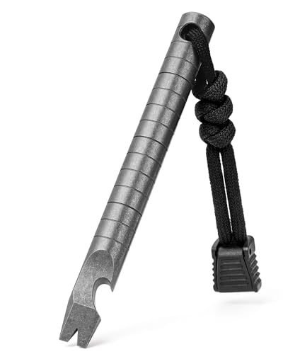TISUR Titanium Pocket Pry BarEDC Keychain Carabiner Multitool Prybar Outdoor Tool Heavy DutyKey Chain Gadgets for Men 1pc Ti Pry Bar Sliver - Image 1