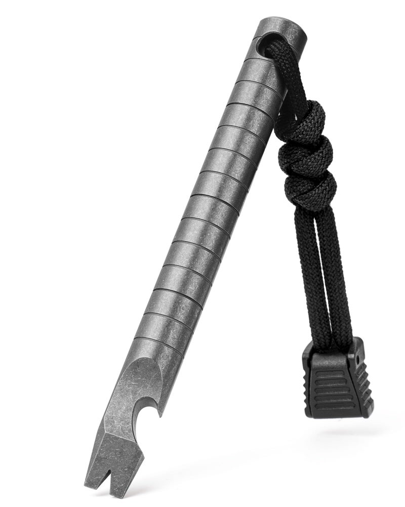 TISUR Titanium Pocket Pry BarEDC Keychain Carabiner Multitool Prybar Outdoor Tool Heavy DutyKey Chain Gadgets for Men 1pc Ti Pry Bar Sliver - Image 2