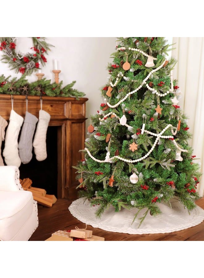 LimBridge Knitted Christmas Tree Skirt: 48 Inches Cream White Tree Skirt, Braided Cable Knit Thick Rustic Christmas Tree Decorations, Farmhouse Christmas Decor Xmas Holiday Home Party Decorations - Image 5