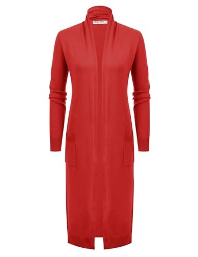 GRACE KARIN Red Long Cardigans for Women Soft Lightweight Summer Maxi Open Front Cardigan Sweater for Office(Red,XL) - Image 2