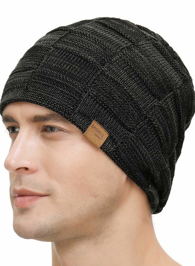 Vgogfly 2 Packs Slouchy Beanie for Men Winter Hats for Guys Cool Beanies Mens Lined Knit Warm Thick Skully Stocking Binie Hat…, Black / Coffee, One size - Image 3