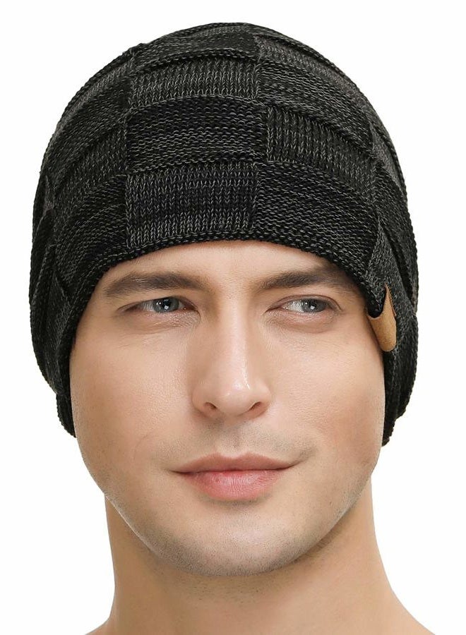 Vgogfly 2 Packs Slouchy Beanie for Men Winter Hats for Guys Cool Beanies Mens Lined Knit Warm Thick Skully Stocking Binie Hat…, Black / Coffee, One size - Image 2