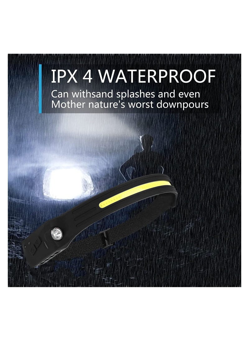 Generic - 2 Pcs USB Rechargeable Headlamp with All Perspectives Induction 230° Illumination, 5 Modes Motion Sensor Headlamp Flashlight, Outdoor Waterproof Headlight for Running, Fishing, Camping - Image 1