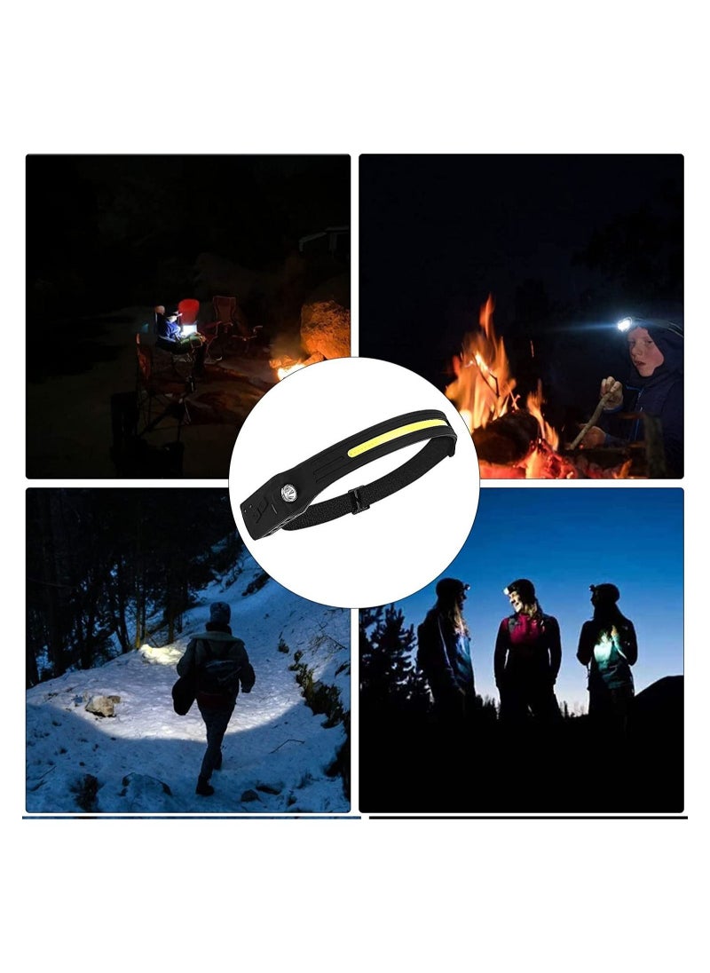 Generic - 2 Pcs USB Rechargeable Headlamp with All Perspectives Induction 230° Illumination, 5 Modes Motion Sensor Headlamp Flashlight, Outdoor Waterproof Headlight for Running, Fishing, Camping - Image 1