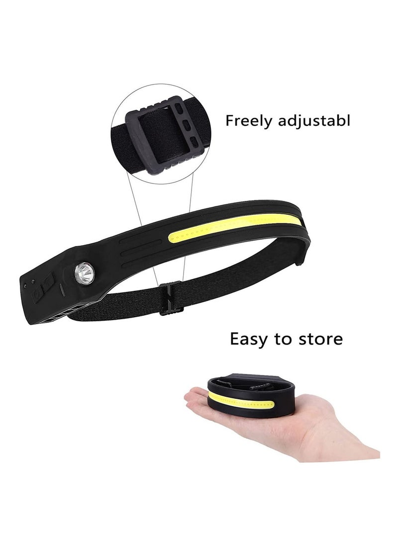 Generic - 2 Pcs USB Rechargeable Headlamp with All Perspectives Induction 230° Illumination, 5 Modes Motion Sensor Headlamp Flashlight, Outdoor Waterproof Headlight for Running, Fishing, Camping - Image 1