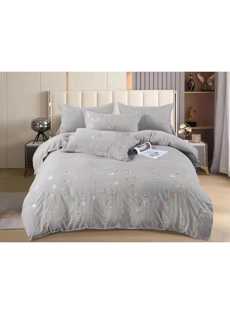 Microfiber Embroidered Soft Quality Comforter Bedding set-King Size 6Pcs 1-PC fitted bedsheet 200 * 200cm,1-PCS Comforter 220 * 240 fixed, 4PCS Super Soft Pillowcases