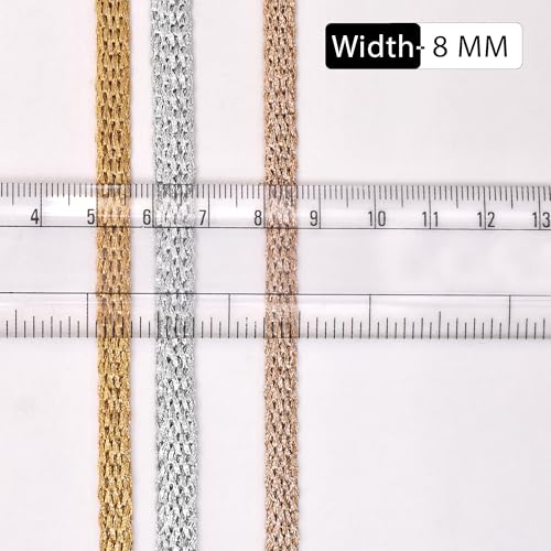 Embroiderymaterial Gota Patti Lace Boarder Heavy Lace for Saree, Craft, Blouse, Lehnga, Suit & Decoration (8mm Width, Gold,Alomod Gold & Silver, 13 Mtr, 3 Rolls, 1roll per Color) - Image 2