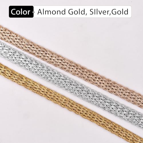 Embroiderymaterial Gota Patti Lace Boarder Heavy Lace for Saree, Craft, Blouse, Lehnga, Suit & Decoration (8mm Width, Gold,Alomod Gold & Silver, 13 Mtr, 3 Rolls, 1roll per Color) - Image 3