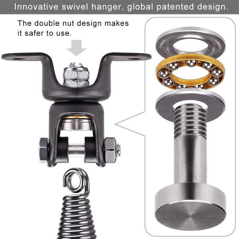 BeneLabel Heavy Bag Ceiling Mount with Spring & Chains 360° Rotation Punching Bag Ceiling Hanger with Bearings Boxing Bags Holder Hardware with 2 Wood Screws and 2 Expansion Screws - Image 2