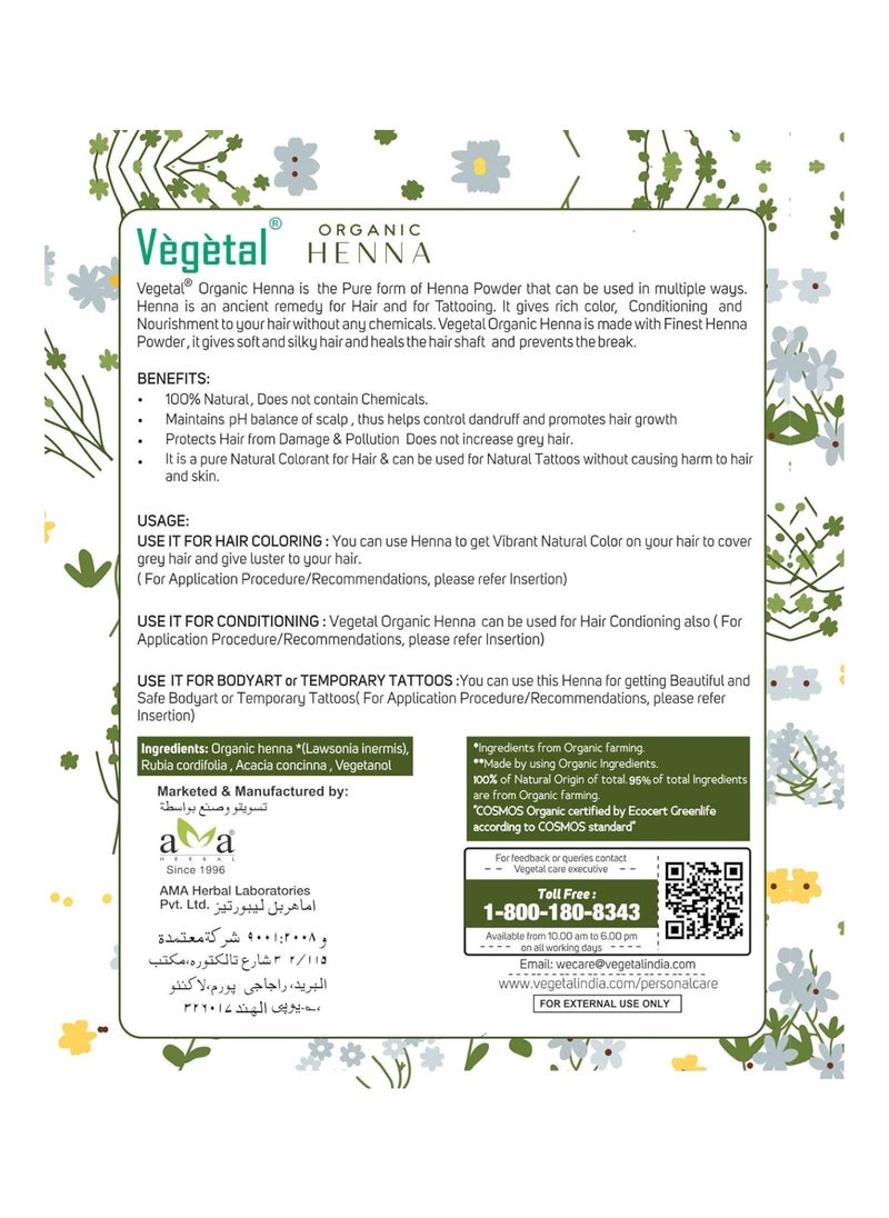 Vegetal - Organic And Herbal Henna Powder, For Natural Hair Coloring, Prevent Early Greying & Protects Hair Damage From Chemical Hair Color - 100G - Image 1