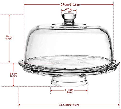 REPLEX Acrylic Cake Stand Multifunctional Serving Platter and Cake Plate with Dome - Image 3
