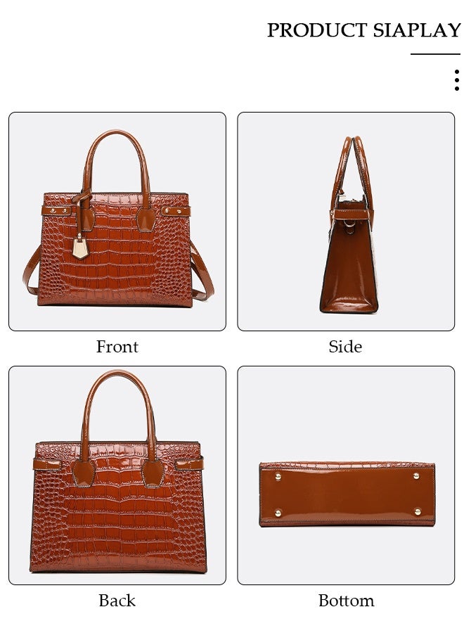 DUNISO 3pcs Women Fanthionable Handbag and Satchel Clutch Purse Leather Tote Shoulder Bag Large Satchel Top Handle Work Bag Crossbody Bag Set - Image 5