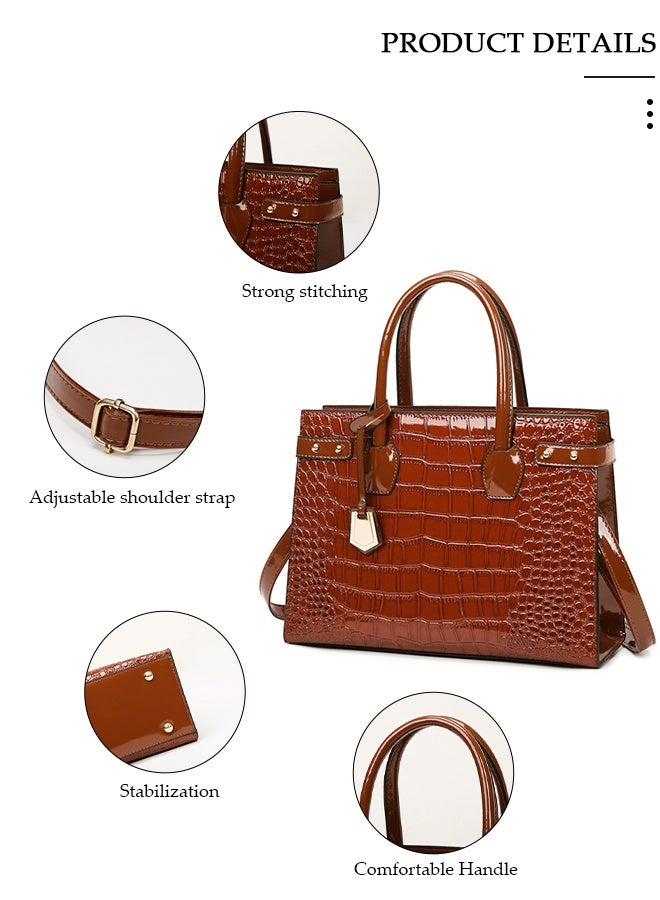 DUNISO 3pcs Women Fanthionable Handbag and Satchel Clutch Purse Leather Tote Shoulder Bag Large Satchel Top Handle Work Bag Crossbody Bag Set - Image 4