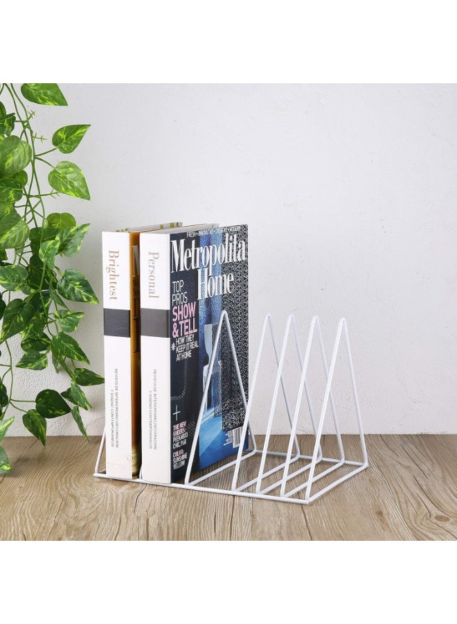 حامل معدني للمستندات برفوف بتصميم على شكل مثلث لتنظيم المجلات والكتب والسجلات والملفات للديكور المنزلي والمكتبي من كيادور (تصميم مطور، ابيض)، حديد