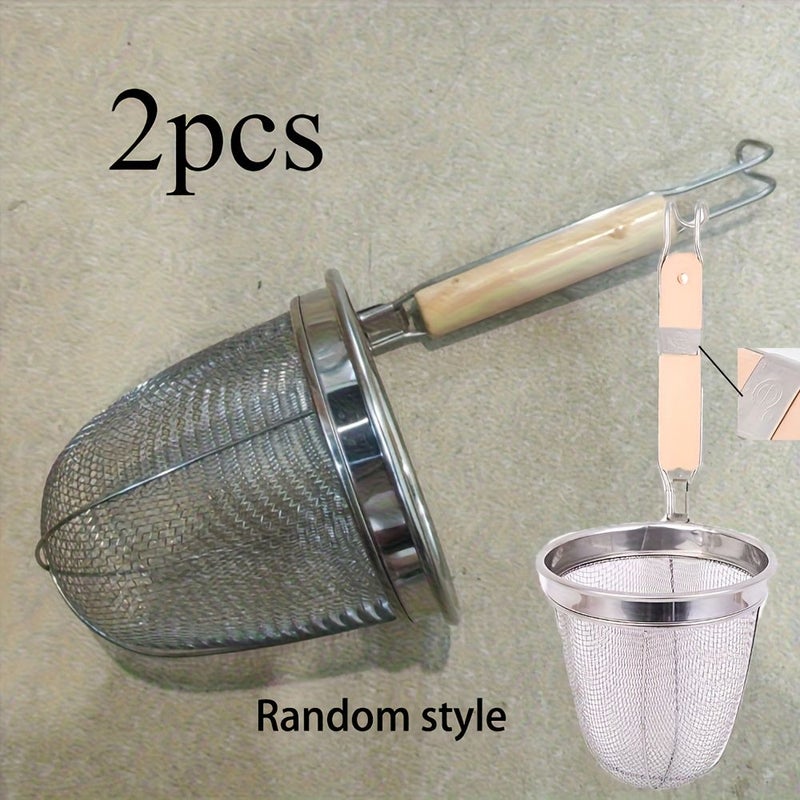 Stainless Steel Slotted Spoon And Strainer Set 2pcs Fine Mesh Pasta Skimmer - Image 1