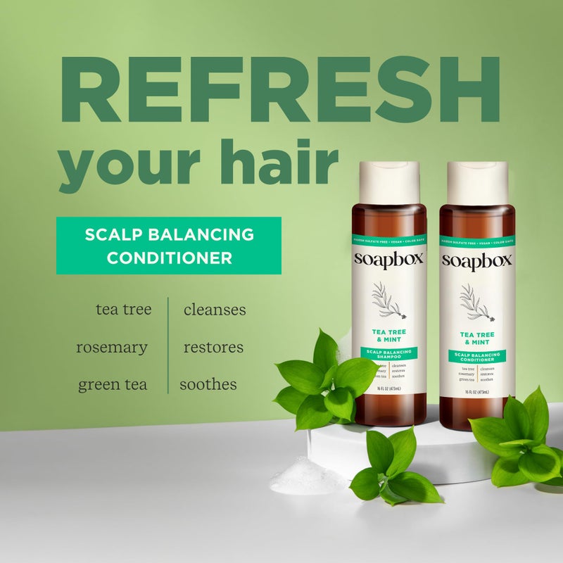 Soapbox Tea Tree Shampoo, Harsh Sulfate Free, Paraben Free, Silicone Free, Color Safe, and Vegan Hair Shampoo (33.8 Ounces) - Image 3