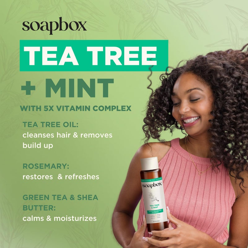 Soapbox Tea Tree Shampoo, Harsh Sulfate Free, Paraben Free, Silicone Free, Color Safe, and Vegan Hair Shampoo (33.8 Ounces) - Image 5
