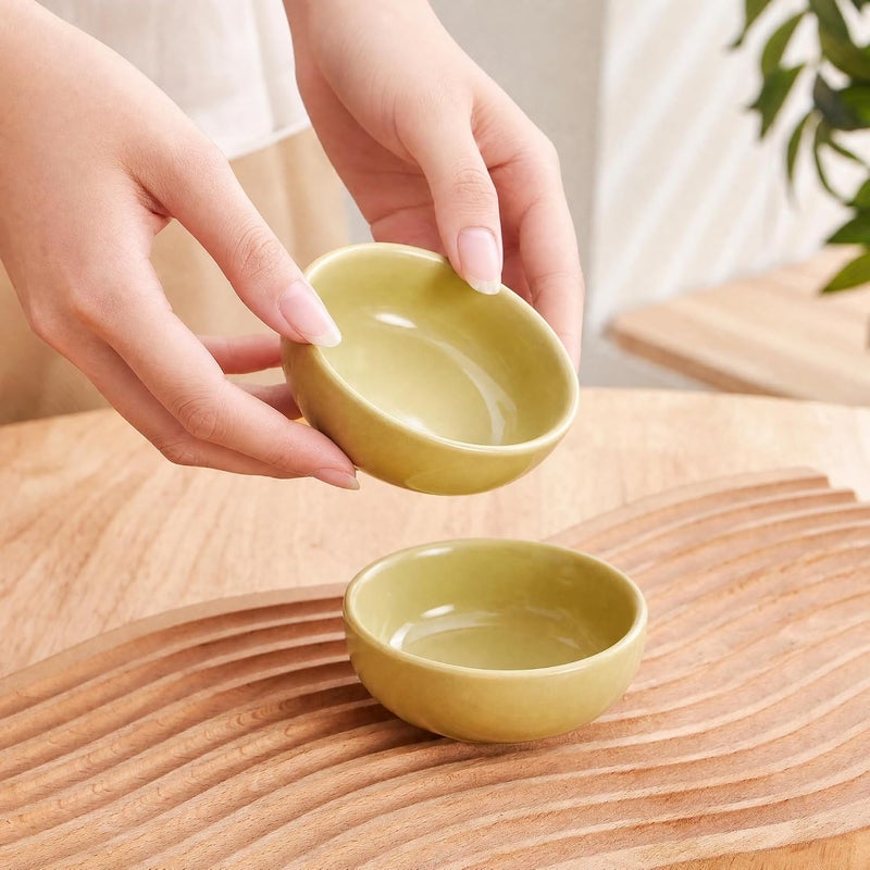 Swuut Ceramic Bowl Sets,2.7 oz Small Candy Sauce Bowls,Cute Dipping Bowls Microwave Safe Ceramic Pinch Snack Deep Serving Bowls For Party,Set of 6(Sage Green) - Image 3