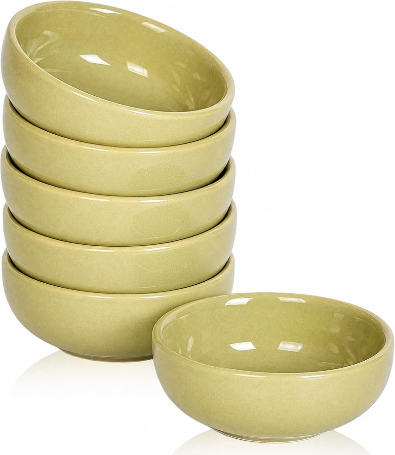 Swuut Ceramic Bowl Sets,2.7 oz Small Candy Sauce Bowls,Cute Dipping Bowls Microwave Safe Ceramic Pinch Snack Deep Serving Bowls For Party,Set of 6(Sage Green) - Image 1