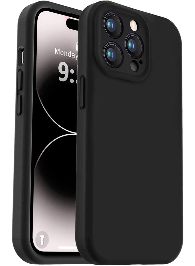 Case Up Compatible with iPhone 14 Pro 6.1 Inch Case, Premium Liquid Silicone [Camera Protection] [Soft Anti-Scratch Microfiber Lining] Shockproof Protective Slim Phone Cover for iPhone 14 Pro, Black - Image 1