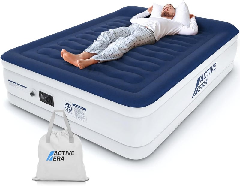 ACTIVE ERA Luxury King Size Inflatable Mattress - Elevated Air Mattress with Built-in Pump, Raised Pillow & Structured I-Beam Technology - 200 x 150 x 36.5 cm - Image 1