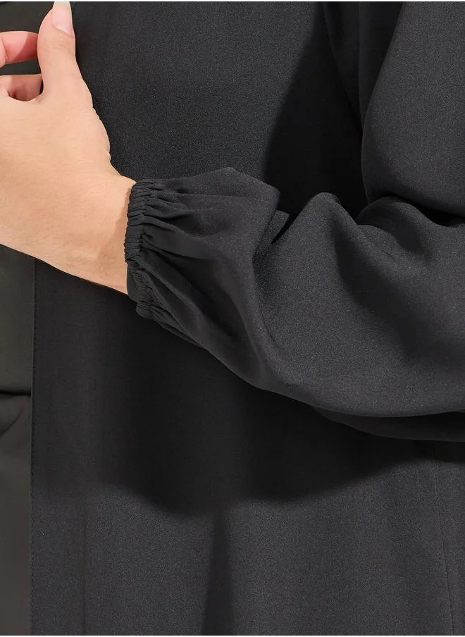 Styli Solid Cuffed Long Sleeve Abaya