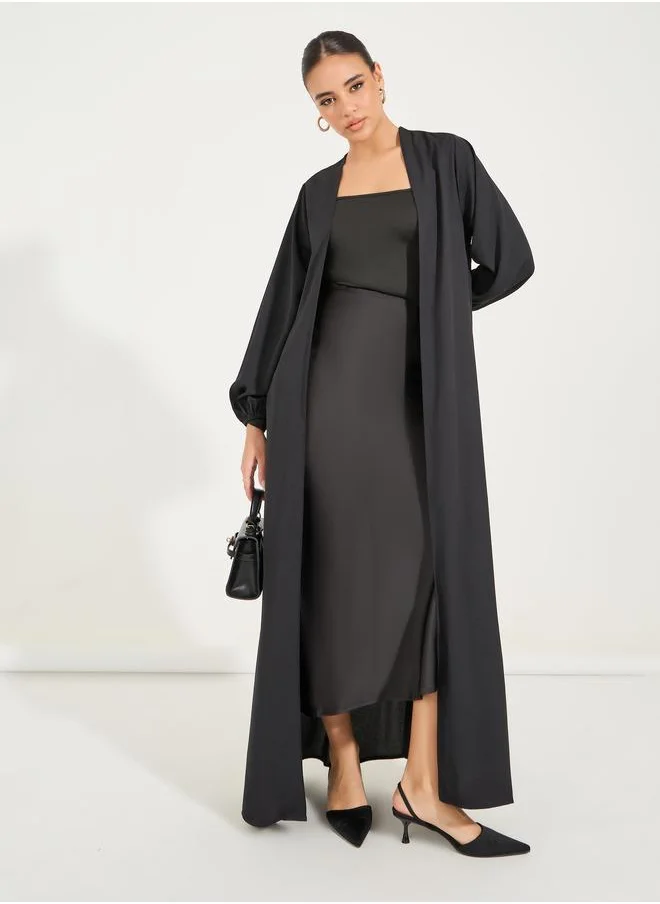 Styli Solid Cuffed Long Sleeve Abaya