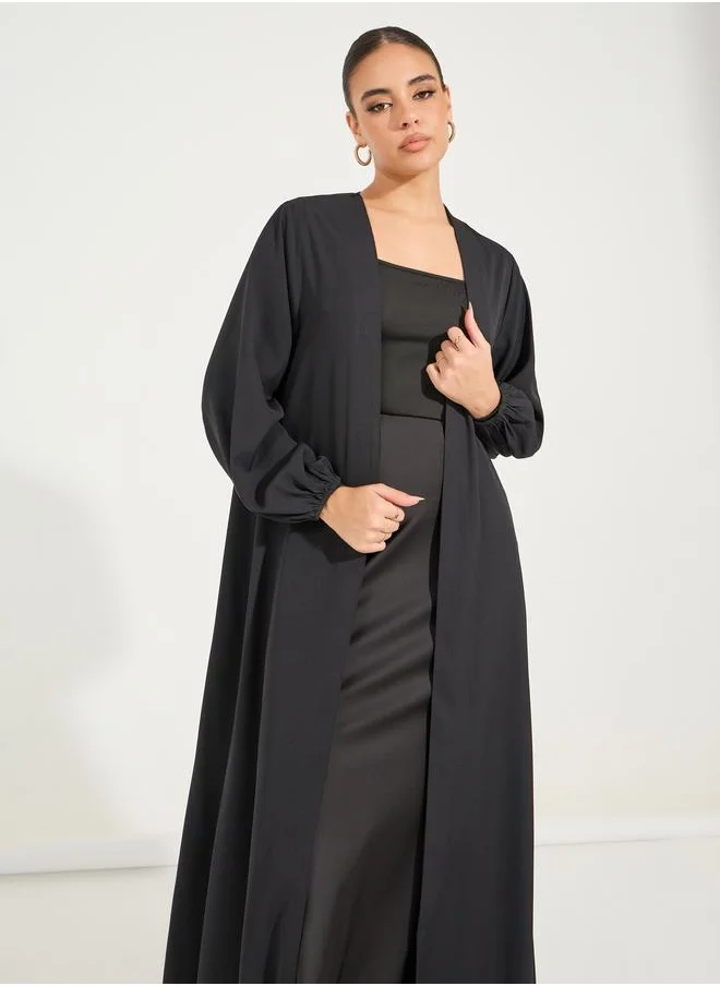 Styli Solid Cuffed Long Sleeve Abaya