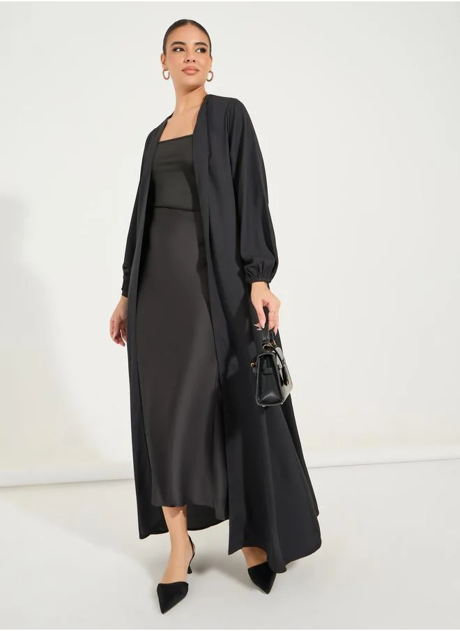 Styli Solid Cuffed Long Sleeve Abaya