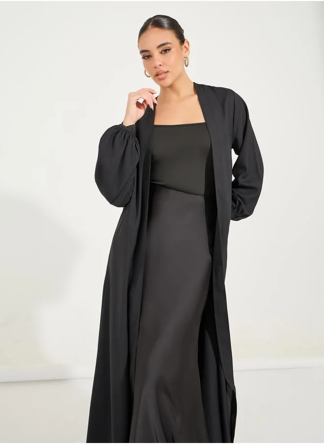 Styli Solid Cuffed Long Sleeve Abaya