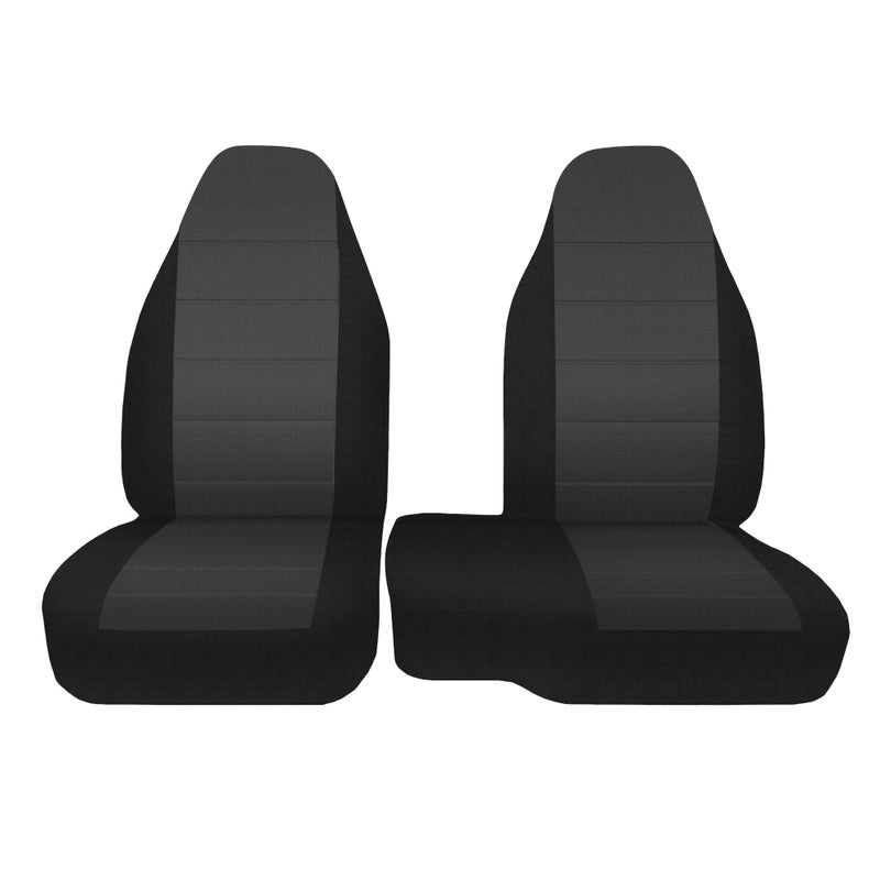 runfider 2Pcs 60/40 Cloth High Back Bench Seat Cover Fit for Ford Ranger XLT Front 1998 1999 2000 2001 2002 2003 Without Console Cover Black - Image 1