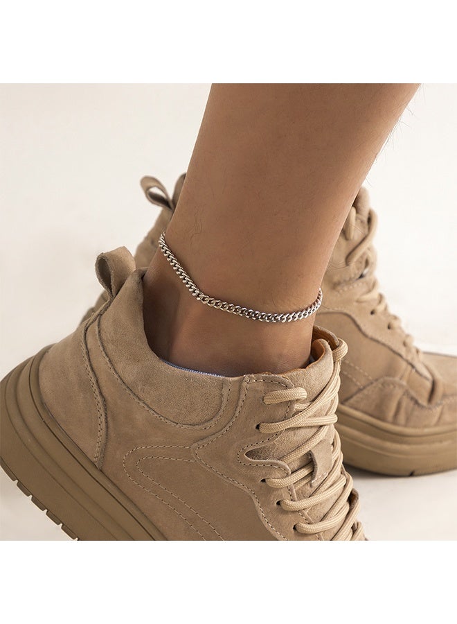 Men's Women's Stainless Steel Chain Anklets, Silver, Ankle Bracelet Hypoallergenic, Adjustable, Everyday Matching - Image 3