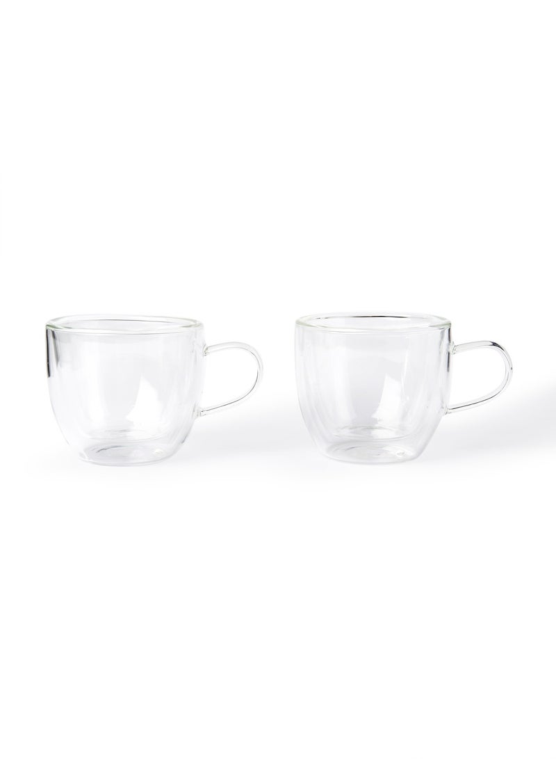2-Piece Minimalist Borosilicate Glass Cup Double Wall Insulated Transparent Mug With Handle For Coffee Milk Juice 150ml  - Image 1