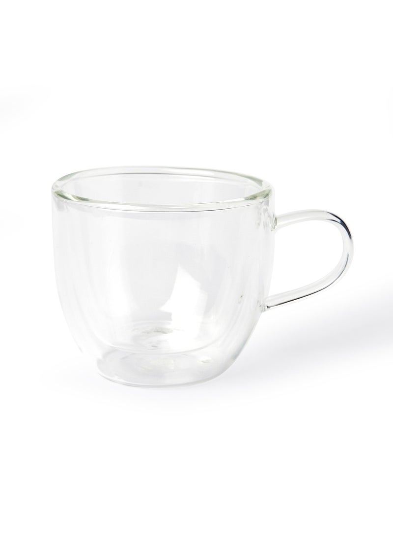 2-Piece Minimalist Borosilicate Glass Cup Double Wall Insulated Transparent Mug With Handle For Coffee Milk Juice 150ml  - Image 2