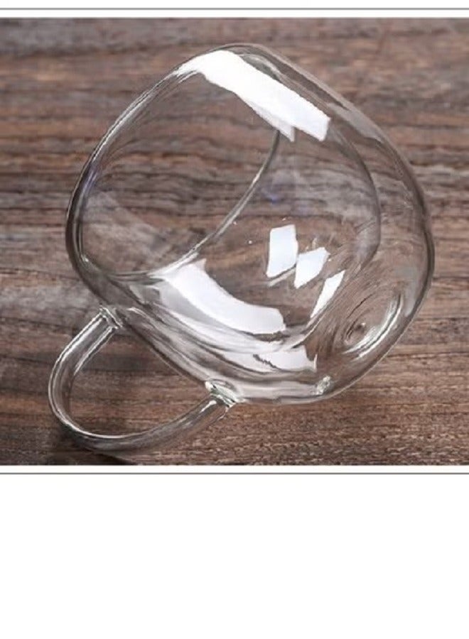 2-Piece Minimalist Borosilicate Glass Cup Double Wall Insulated Transparent Mug With Handle For Coffee Milk Juice 150ml  - Image 4