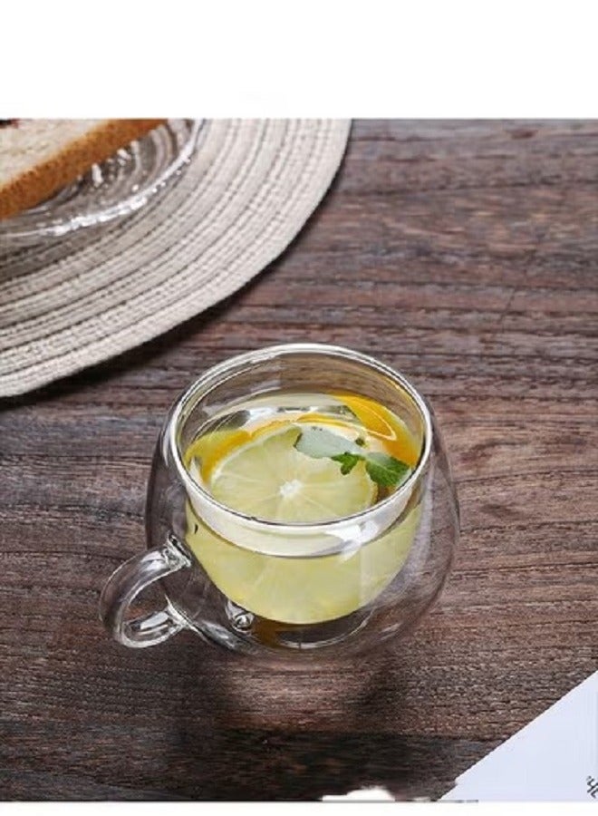 2-Piece Minimalist Borosilicate Glass Cup Double Wall Insulated Transparent Mug With Handle For Coffee Milk Juice 150ml  - Image 5