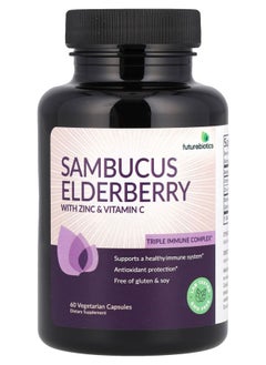 Futurebiotics Sambucus Elderberry with Zinc & Vitamin C 60 Vegetarian Capsules 