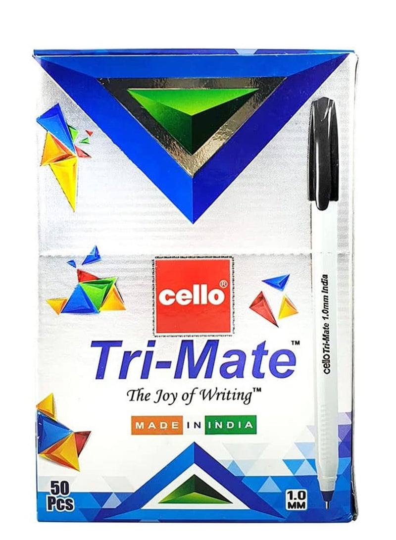 Cello 50-Piece Trimate Ballpoint Pen Black Ink