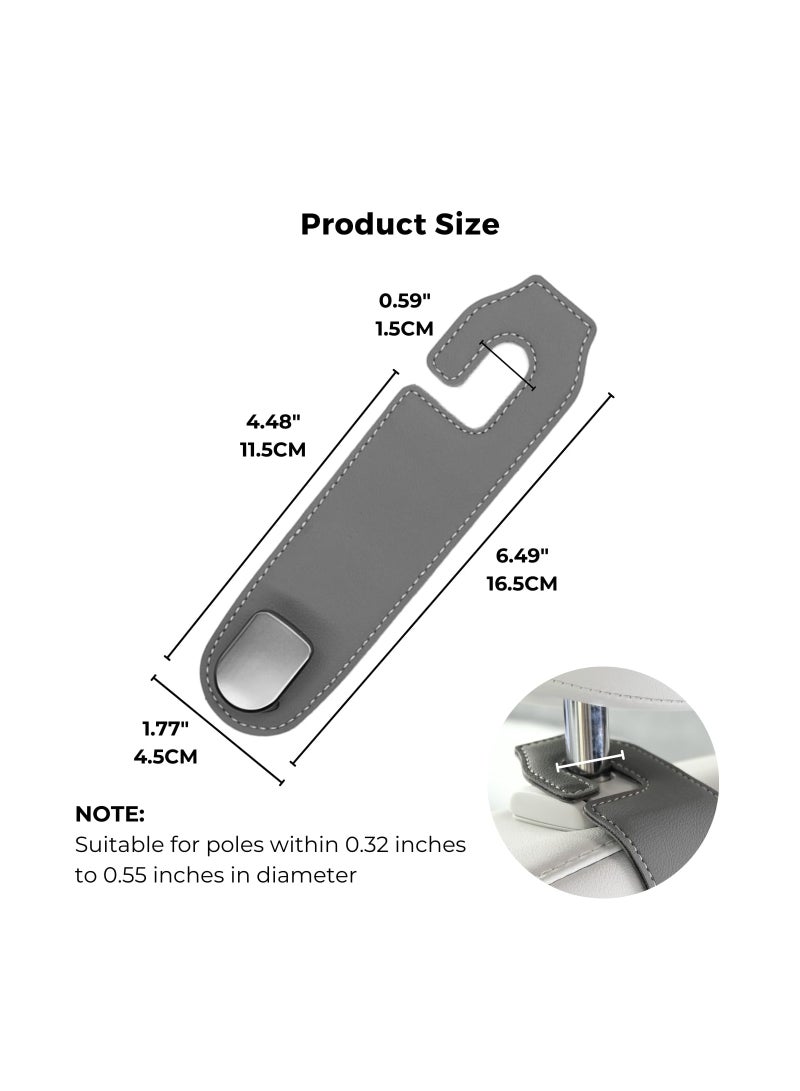 SYOSI Headrest Hooks for Car, Universal Leather Car Seat Storage Hanger for Grocery Bag Coats Umbrellas Handbag, Car Hooks Car Organization Accessories, 2 Pcs - Beige - Image 5