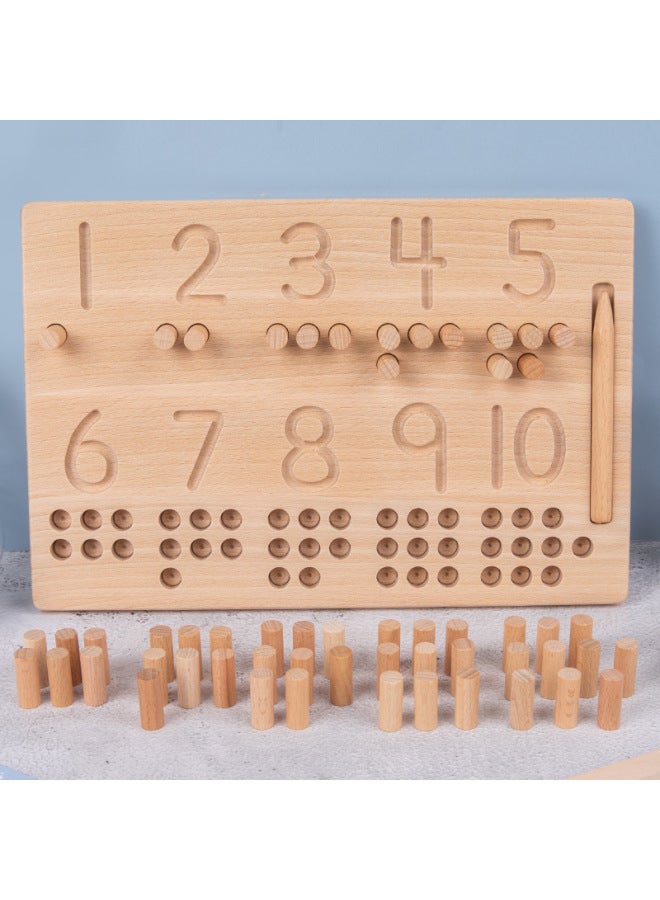 لوحة كتابة من بيبي مونتيسوري ماث جروف بلايند بلايند لوحة أظافر رقمية لبنات البناء على شكل لوحة مطابقة خشبية لعبة تنوير - اللون: لوحة أظافر - لوحة عد ملونة أساسية - Image 2