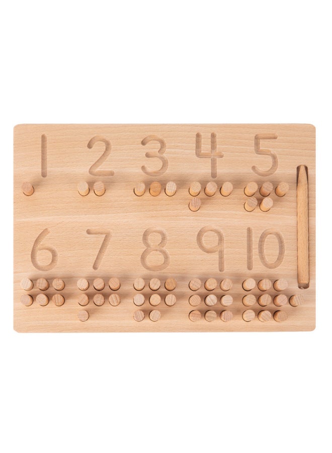 لوحة كتابة من بيبي مونتيسوري ماث جروف بلايند بلايند لوحة أظافر رقمية لبنات البناء على شكل لوحة مطابقة خشبية لعبة تنوير - اللون: لوحة أظافر - لوحة عد ملونة أساسية - Image 1